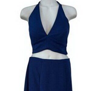 Allie Blu Blue 2 Piece Halter Cocktail Dress